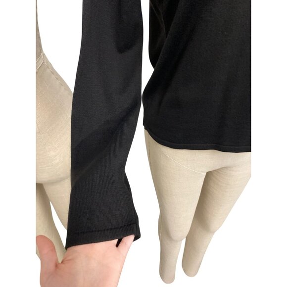 Vintage Pierre Cardin Black V-Neck Sweater Medium Acrylic Cotton Long Sleeve - Picture 3 of 8